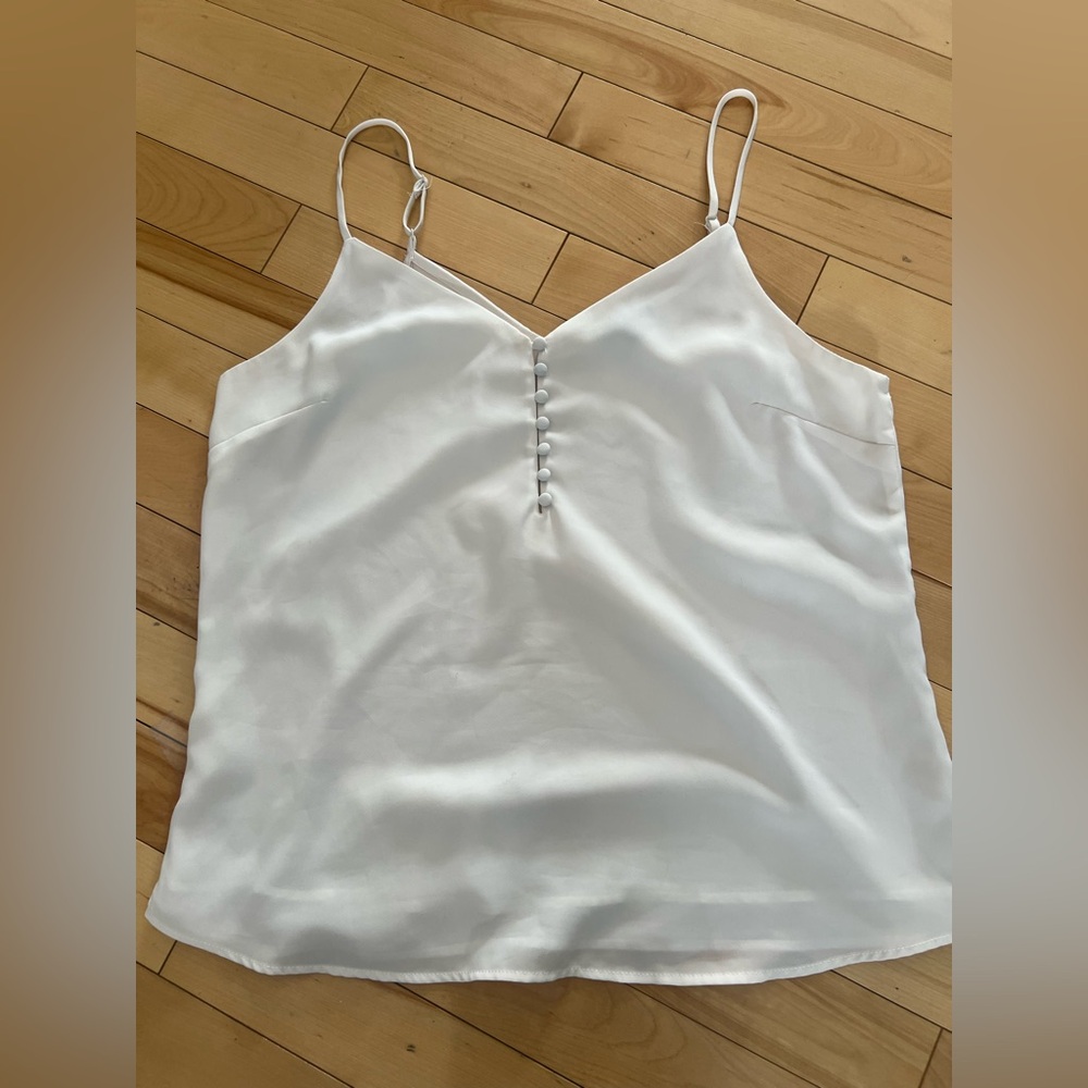 Dynamite White Satin Button-Front Cami Tank